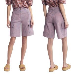 Sessun Captino High Waist Denim Bermuda Cargo Shorts Purple Wash US4/FR36 RARE